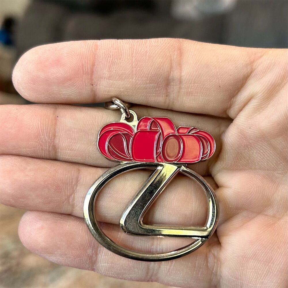 Lexus Logo Keychain with Elegant Red Bow Design